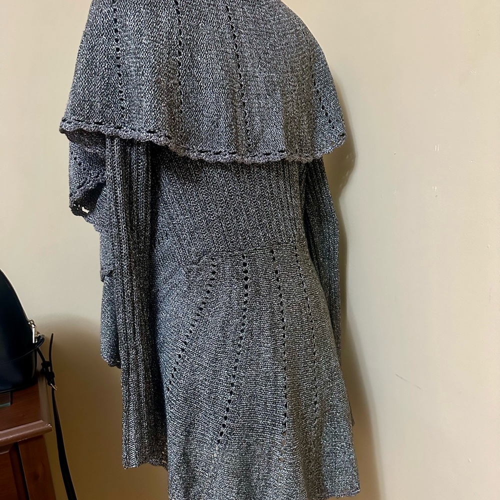NWOT Billdini Metallic Silver Cardigan